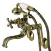 Kingston Brass KS229AB Tub Wall Mount Clawfoot Tub Faucet with Hand Shower, Antique Brass KS229AB